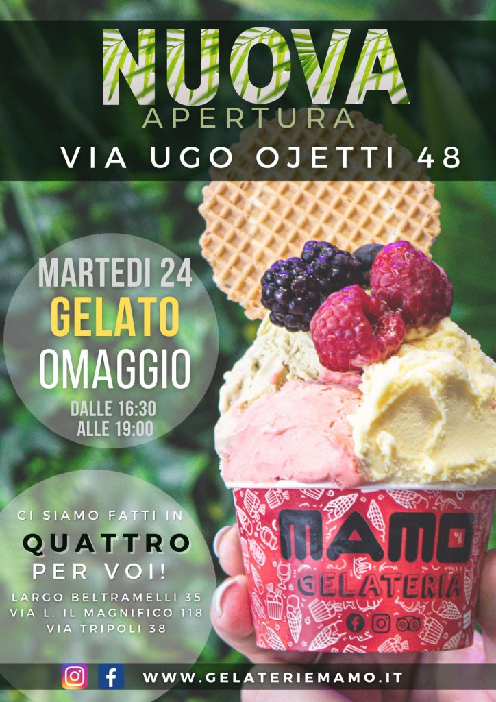 Gelaterie Mamò: nuova apertura a Via Ugo Ojetti 48 - Siamo a 4