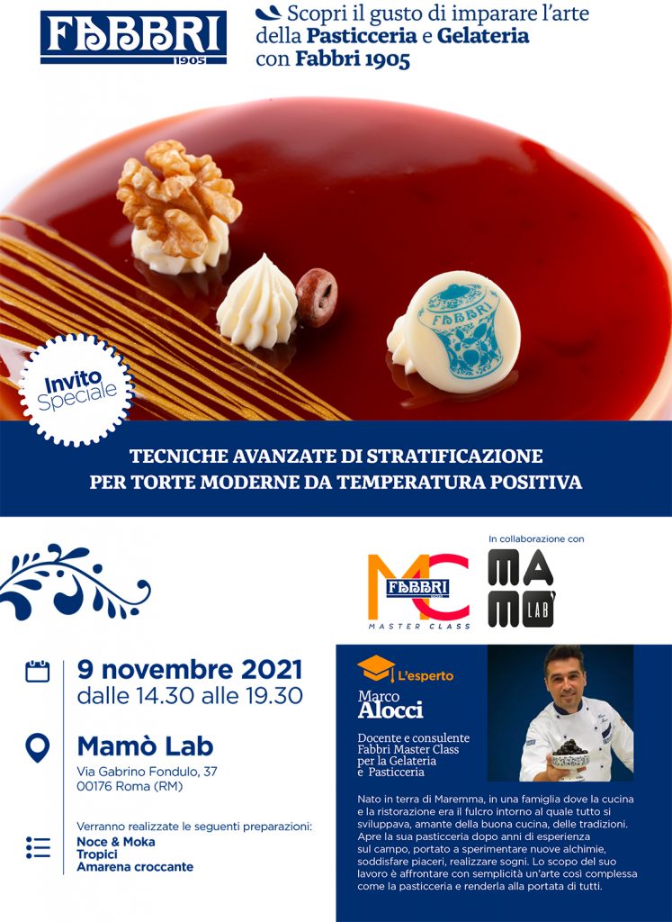 Mamò Lab - Evento - Tecniche avanzate di stratificazione per torte moderne Marco Alocci - 9-11-2021